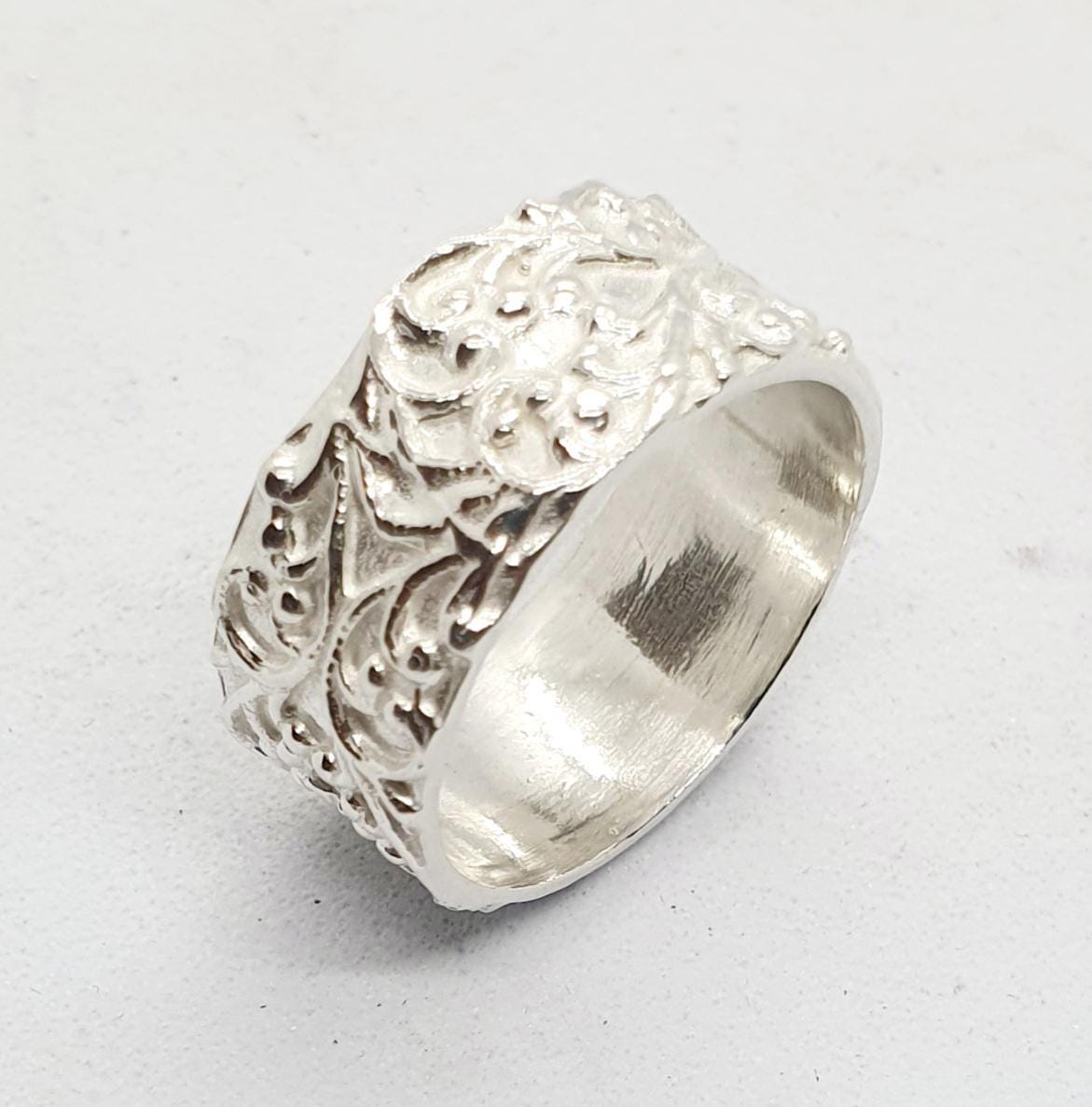 Bague Anneau Bande En Argent 925 Véritable Style Filigrane - Unisexe, Thème Biker/gothique
