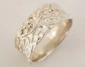 Silbernes Band Sterling Silber 925 Ring Hochzeits-Band handgefertigte Artisan Crafted Größe 60 Braut Unisex Kostenloser Versand