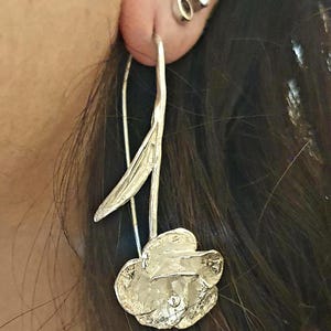 Handmade Sterling Silver Anemone Flower Threader Earrings: Nature-Inspired