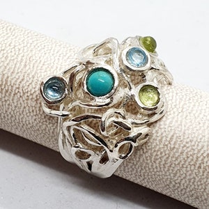 Ring Sterling Zilver 925 Edelstenen Granaat Handgemaakte Artisan Crafted Maat 9 gratis verzending afbeelding 8