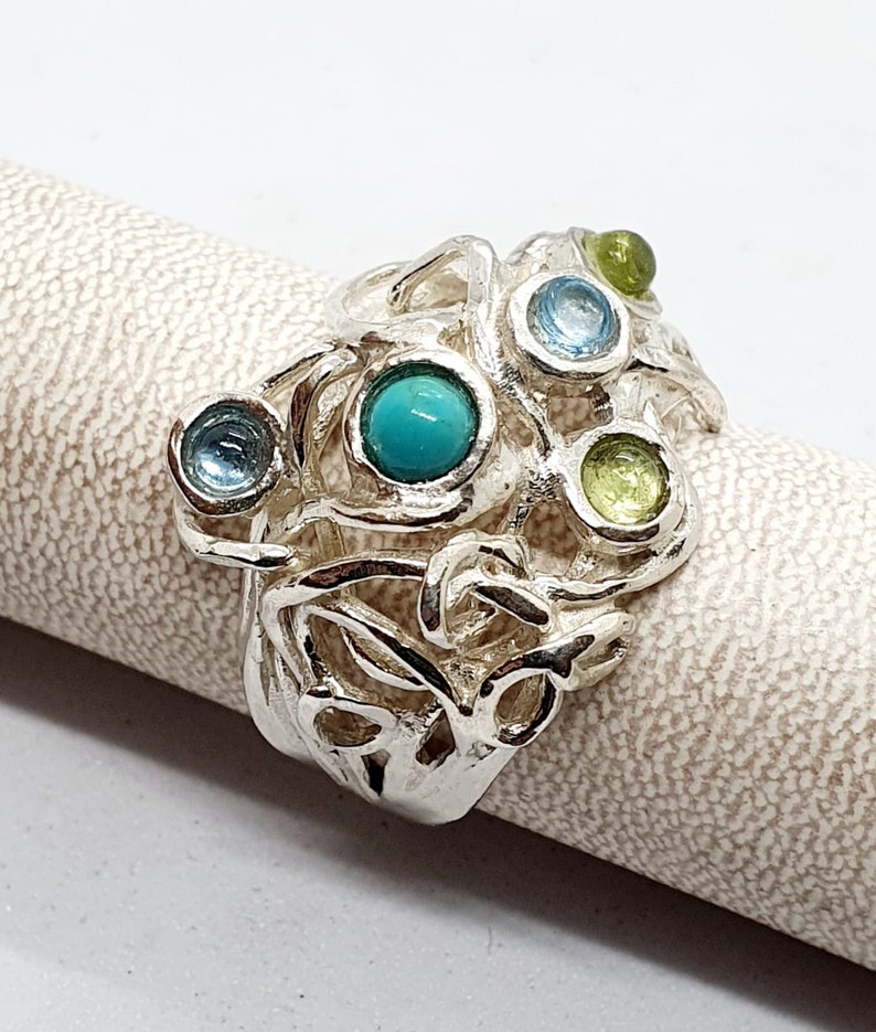 Ring Sterling Zilver 925 Edelstenen Granaat Handgemaakte Artisan Crafted Maat 9 gratis verzending afbeelding 8