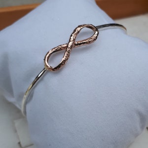 Handmade Sterling Silver Cuff Bracelet: Rose Gold Infinity Clasp