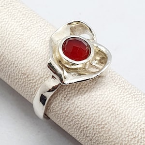 Handmade Carnelian Sterling Silver Ring: Boho Gemstone Band