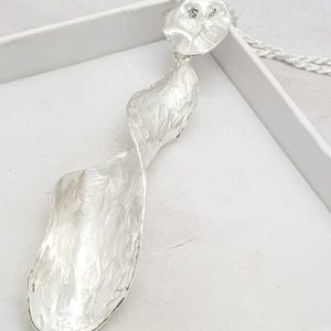 Handmade Sculpted Sterling Silver Necklace: Long Rustic Pendant