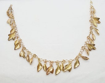 Collier feuilles d'or, collier en or massif 14 carats, collier à maillons mélangés en or, collier superposé en or, collier en or pour femme, bijoux de qualité