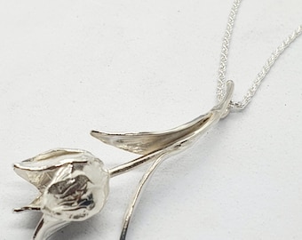 Tulip Flower Pendant ,Silver Tulip Pendant ,Tulip Silver Necklace ,Solid Silver Tulip Pendant ,Silver Tulip Flower Large Pendant