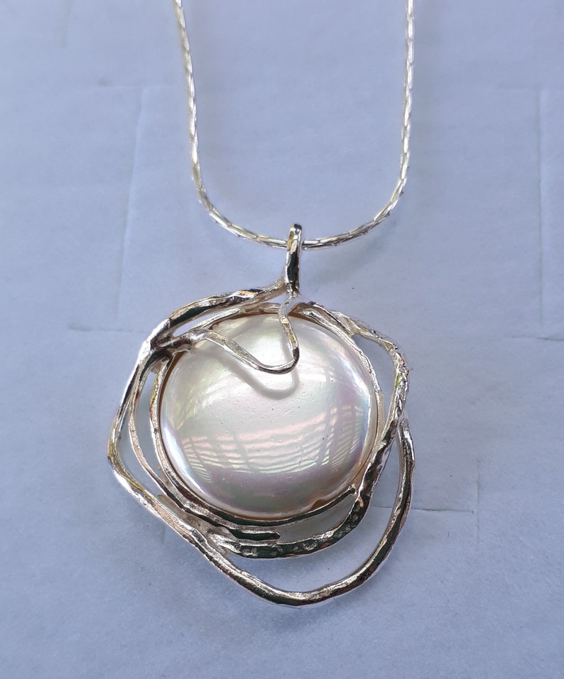 Mother Of Pearl Pendant Sterling Silver Shell Image 0