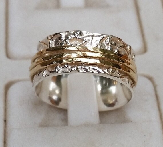 Spinner Ring ,fidget Spinner Ring ,silver & Gold Spinner Ring 