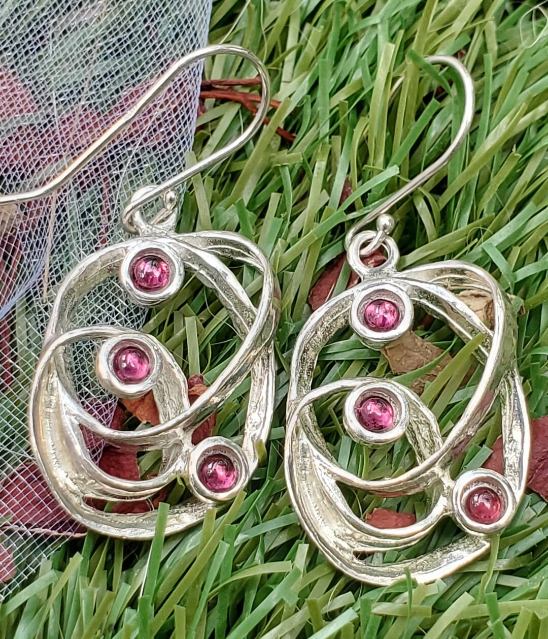 Sterling Silver Multistone Loop Drop Earrings ,silver Birthstone Women