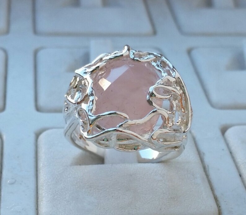 Friendship Ring easter sale Handmade Rose Quartz Ring express shipping Rose Quartz Silver Ring Statement Ring
