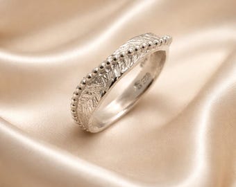 Band Joyería de plata esterlina 925 Anillo de boda hecho a mano Artesanos Crafted  Textura Hombres Mujeres Unisex Tamaño 9 Envío Gratis