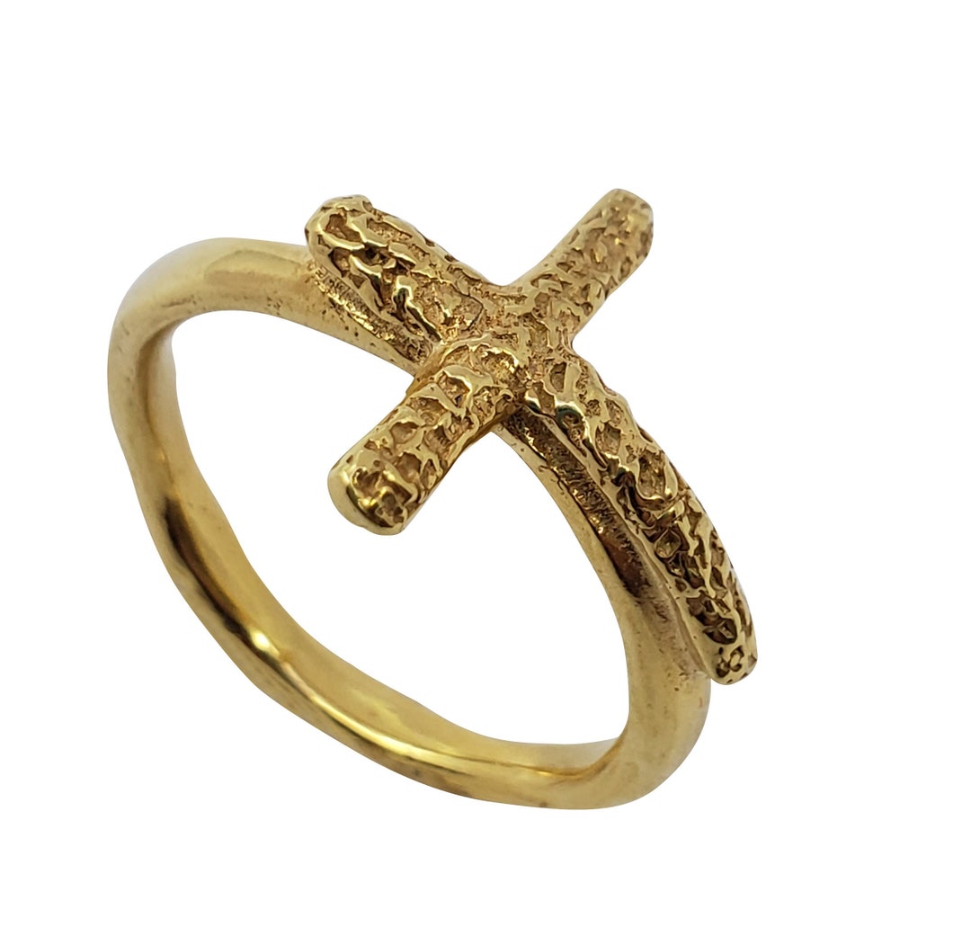Cross Gold Ring ,14K Gold Cross Ring ,14K Solid Gold Ring ,statement