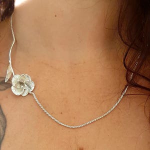 Anemone Flower Necklace: Sterling Silver Pendant, Floral Jewelry