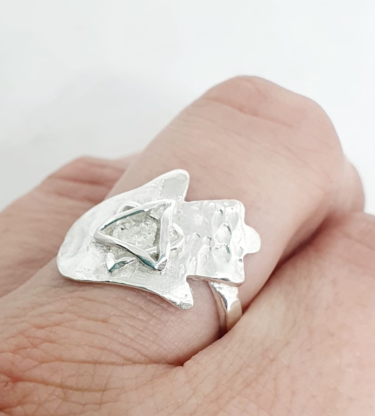 Star Of David & Hamsa Adjustable Ring - 925 Sterling Silver Jewish Jewelry - Lucky Symbol Ring For Women Size 6-9