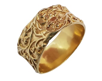 Banda de Oro 14K Anillo Oro Amarillo Banda de la boda hecho a mano artesanal Crafted Tamaño 8 Mujeres Hombres Unisex Novia