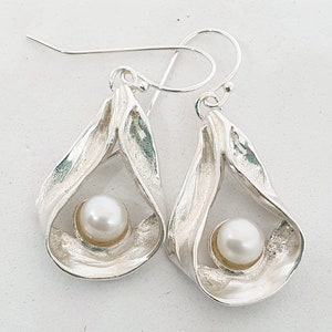 Joyería Pendientes plata esterlina 925 piedras preciosas Perla cuelgan hechos a mano Artesanos Crafted Mujeres envío gratis