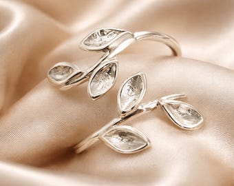 Sterling Silver Olive Leaf Ring: Adjustable Nature Jewelry