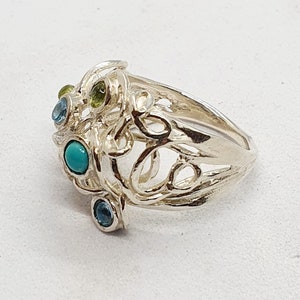 Ring Sterling Zilver 925 Edelstenen Granaat Handgemaakte Artisan Crafted Maat 9 gratis verzending afbeelding 6