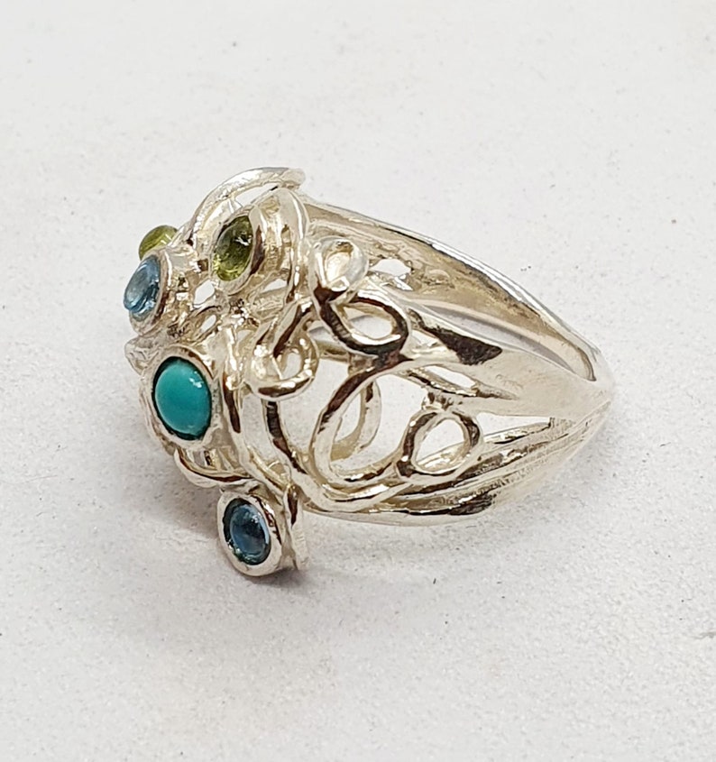 Ring Sterling Zilver 925 Edelstenen Granaat Handgemaakte Artisan Crafted Maat 9 gratis verzending afbeelding 6