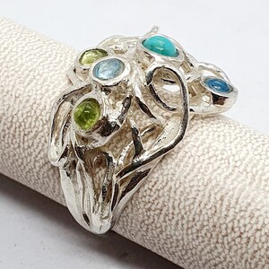 Ring Sterling Zilver 925 Edelstenen Granaat Handgemaakte Artisan Crafted Maat 9 gratis verzending afbeelding 2
