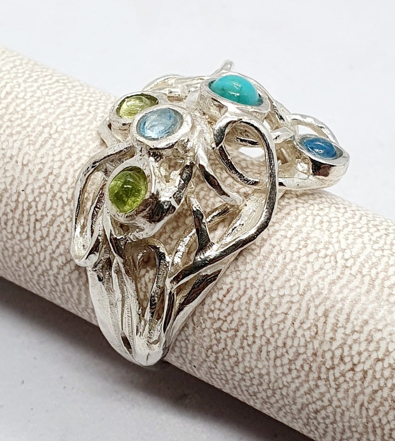 Ring Sterling Zilver 925 Edelstenen Granaat Handgemaakte Artisan Crafted Maat 9 gratis verzending afbeelding 2