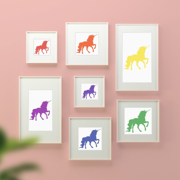 Rainbow Unicorn Artwork | Rainbow Minimalist Art | Unicorn Artwork | Colorful Kids Room | Bright Unicorn | Fantasy Rainbow Unicorn Art