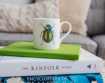 Bone China Green Beetle-mok naar origineel aquarelontwerp