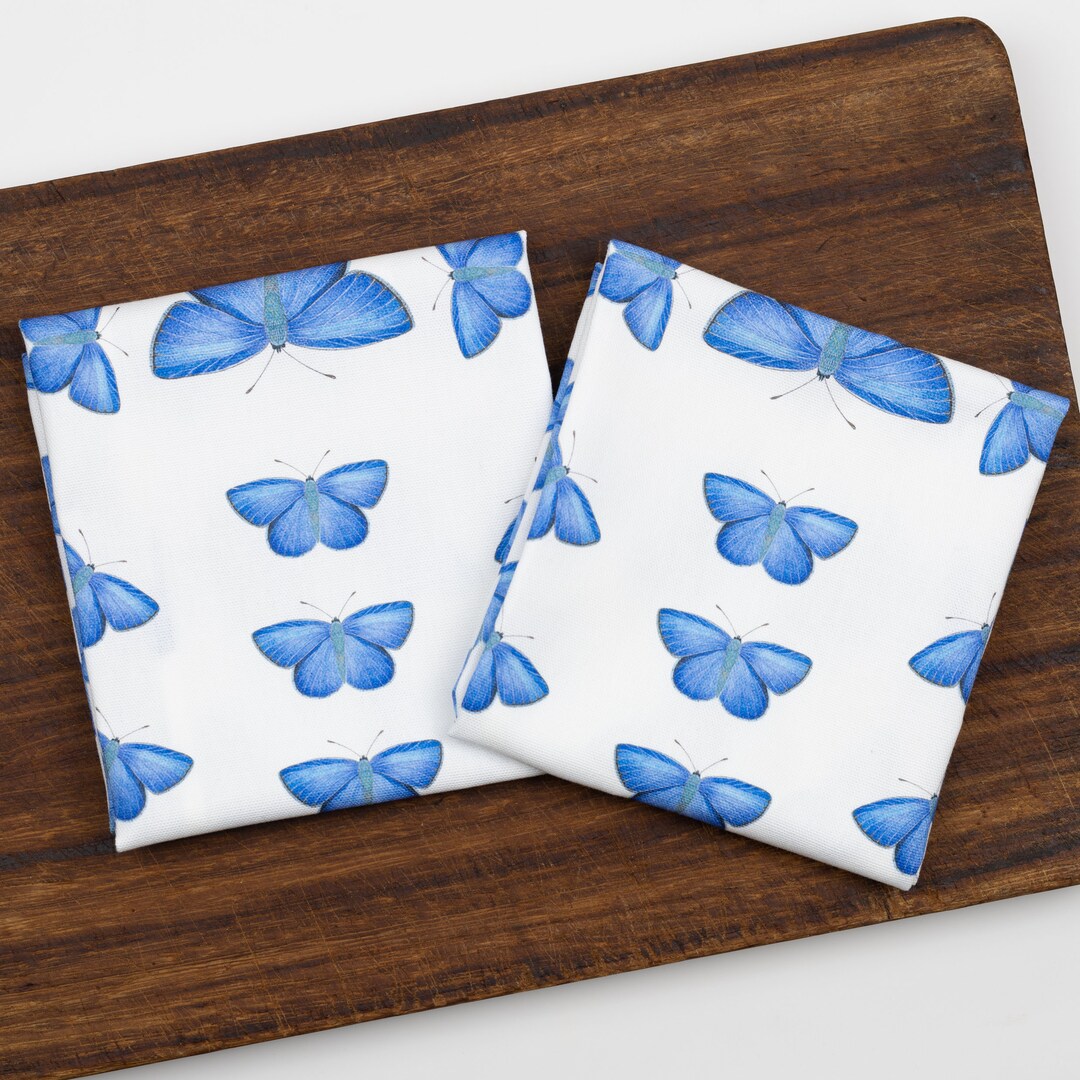 Blue Butterfly Tea Towel 100 Cotton Made in the UK Cotton Tea Towel