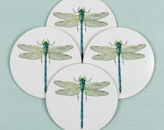 Set of Four Dragonfly Coasters from an original watercolour