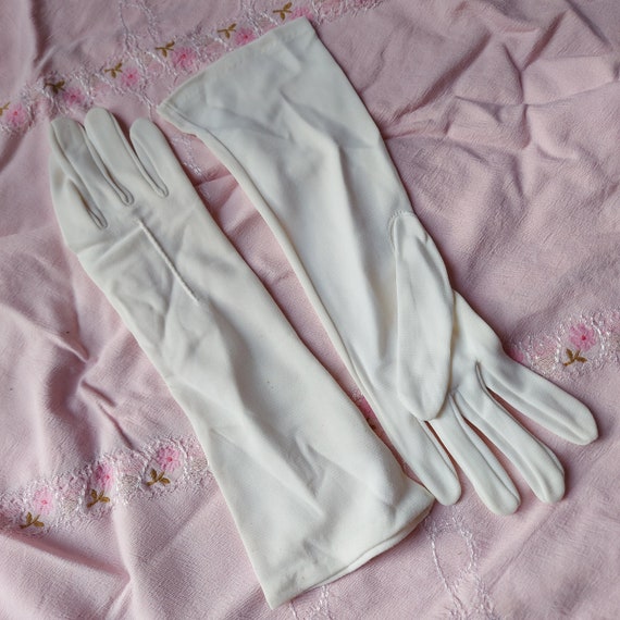 Vintage nylon white, cream or black women's glove… - image 2