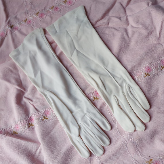 Vintage nylon white, cream or black women's glove… - image 3