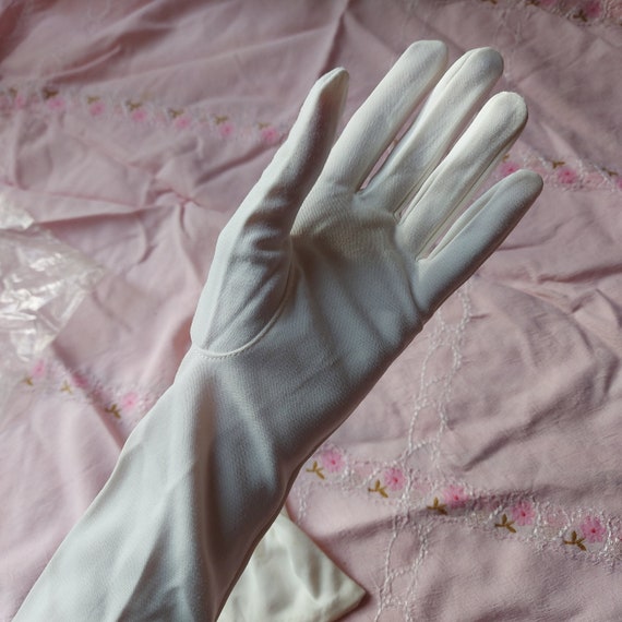 Vintage nylon white, cream or black women's glove… - image 1