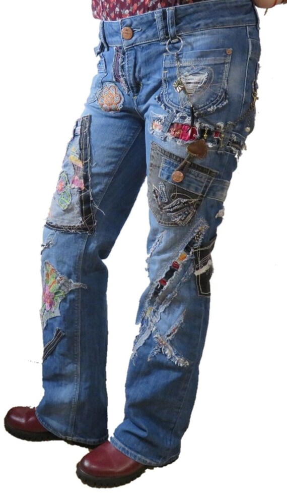 Patchwork Denim Jeans Unique 