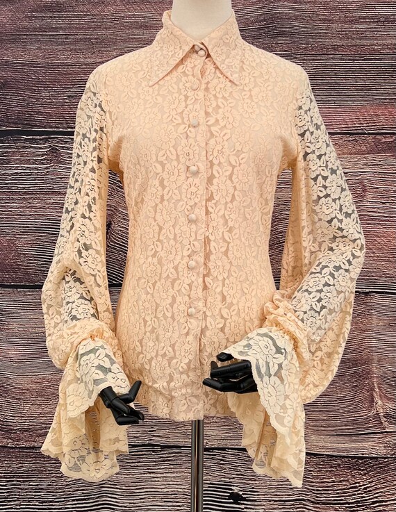 70's Jade Flower Print Top by Judy Bond main image 1