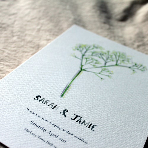 Wedding INVITATION Watercolour - Watercolor Hand painted Baby's Breath Personalised - Minimal floral shops watercolour INVITE - Gypsophila