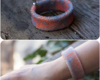 Wonderful geometric braselet, Beadweave bracelet, bead bracelet,crochet gift for her, pink bracelet maric jewelry abstract bracelet