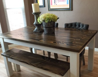 Farmhouse Table | Solid Wood Farmhouse Dining Table | Farmhouse Kitchen Table | Built to Order | Rustic Harvest Table
