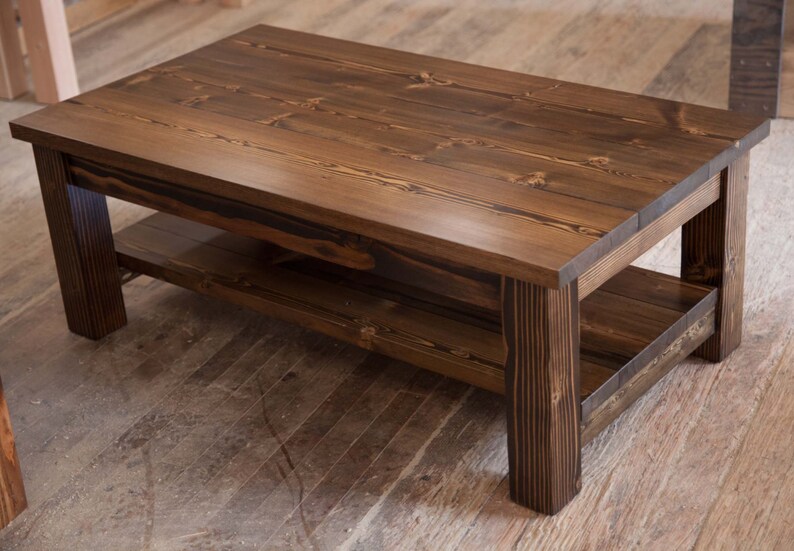 Farmhouse Coffee Table Rustic Solid Wood Zoom