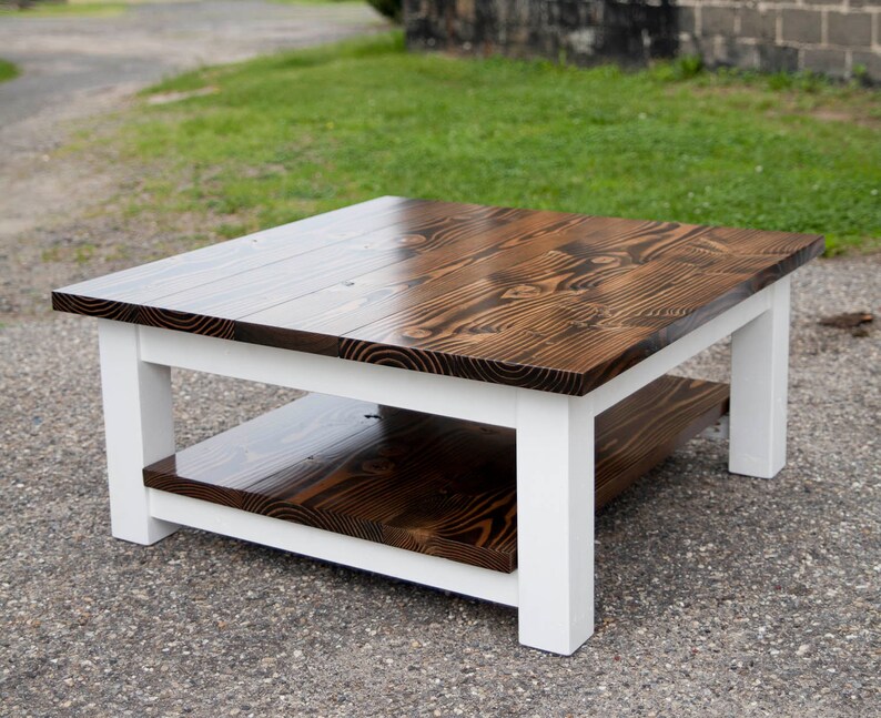 Square Coffee Table Solid Wood Farmhouse Image 0