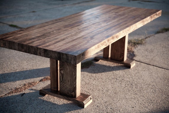 butcher block table solid wood farmhouse dining table