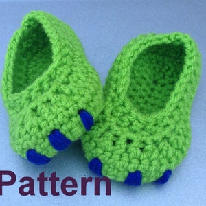 Baby Monster Dinosaur booties, crochet pattern, pattern, baby shoes pattern, toddler shoes, toddler booties, baby shoes, baby booties image 1