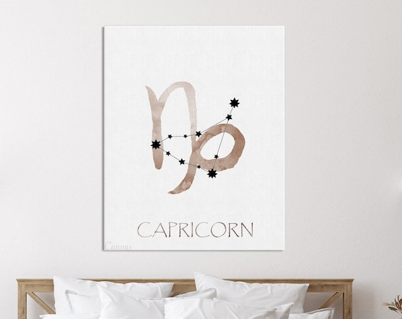 Capricorn Art, Digital Download, Capricorn Print, Capricorn Sign Print, Zodiac Art Series, Horoscope Wall Art, Celestial Art, Watercolor Art
