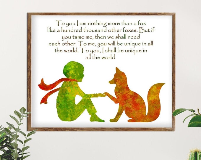 Little Prince, Motivational Quote, Watercolor Print, Wedding Gift, Wall Art Inspirational, Wall Décor Art, Home Décor