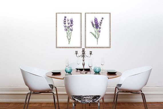 Lavender Painting, Lavender Wall Art, Wall Art, Lavender Flower, Set Of 2 Prints, Home Décor, Living Room Wall Art