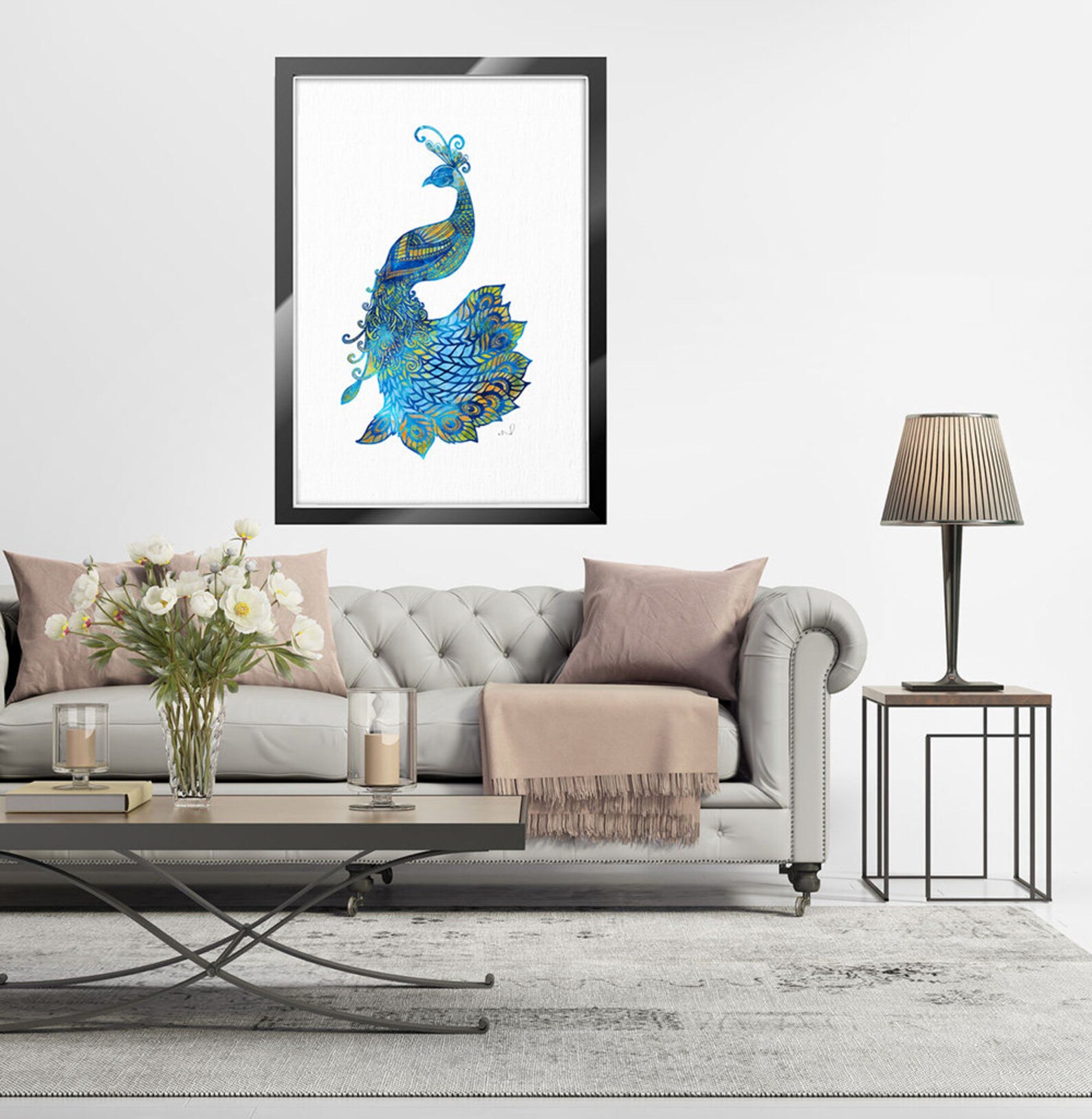 Peacock Painting Peacock Wall Art Peacock Print Peacock Etsy