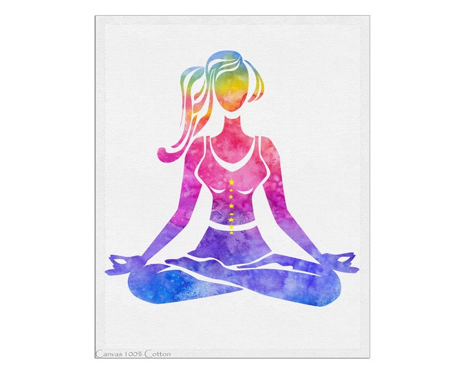 Yoga Print, Yoga Art, Lotus Pose, Yoga Watercolor Art, Meditation Gift, Yoga Studio Décor, Gift Yoga Lover
