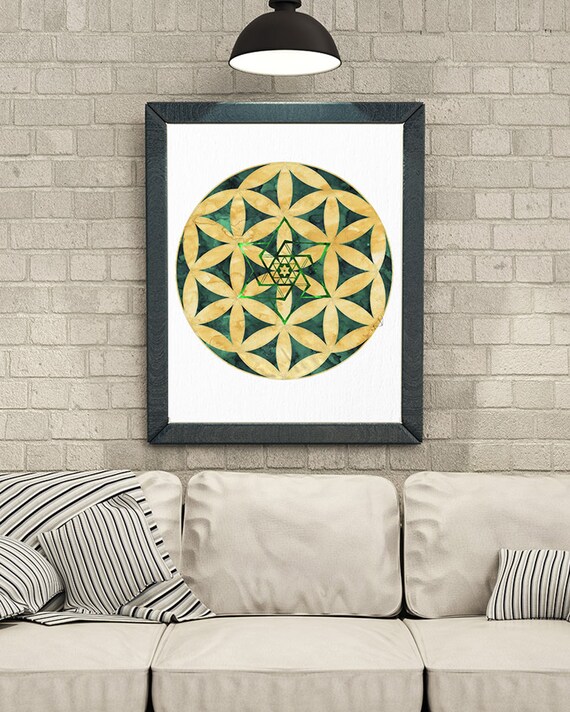 Flower Of Life Mandala Yoga Housewarming Gift Yoga Studio Wall Art Watercolor Art Print Sacred Geometry Nursery Wall Decor Home Decor Poster