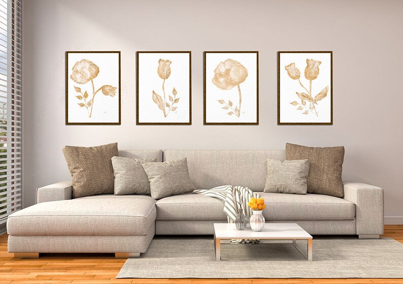Watercolor Flower Art Print Bedroom Décor Pastel Painting Set Etsy