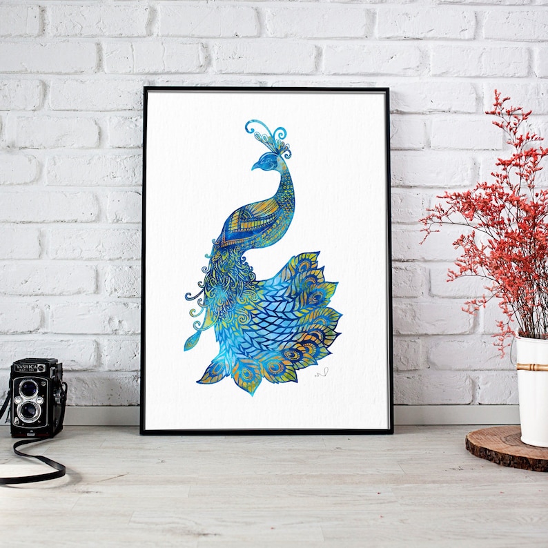 Peacock Painting Peacock Wall Art Peacock Print Peacock Etsy