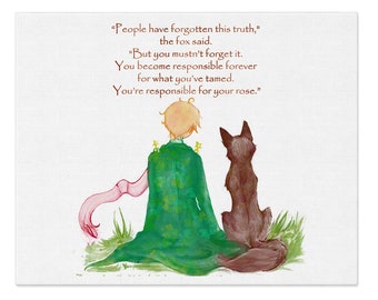 Friendship Quote, Sayings With Fox Art, Quote Prints, Le Petit Prince And The Fox, Kids Room Décor, Baptism Gift, Children's Picture